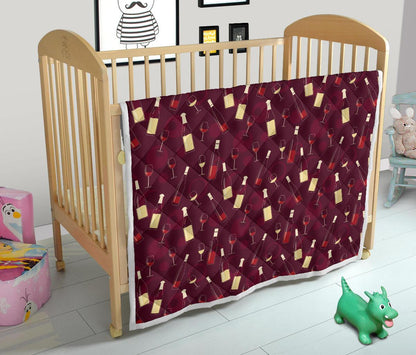 Wine Themed Pattern Print Premium Quilt-JTAMIGO.COM