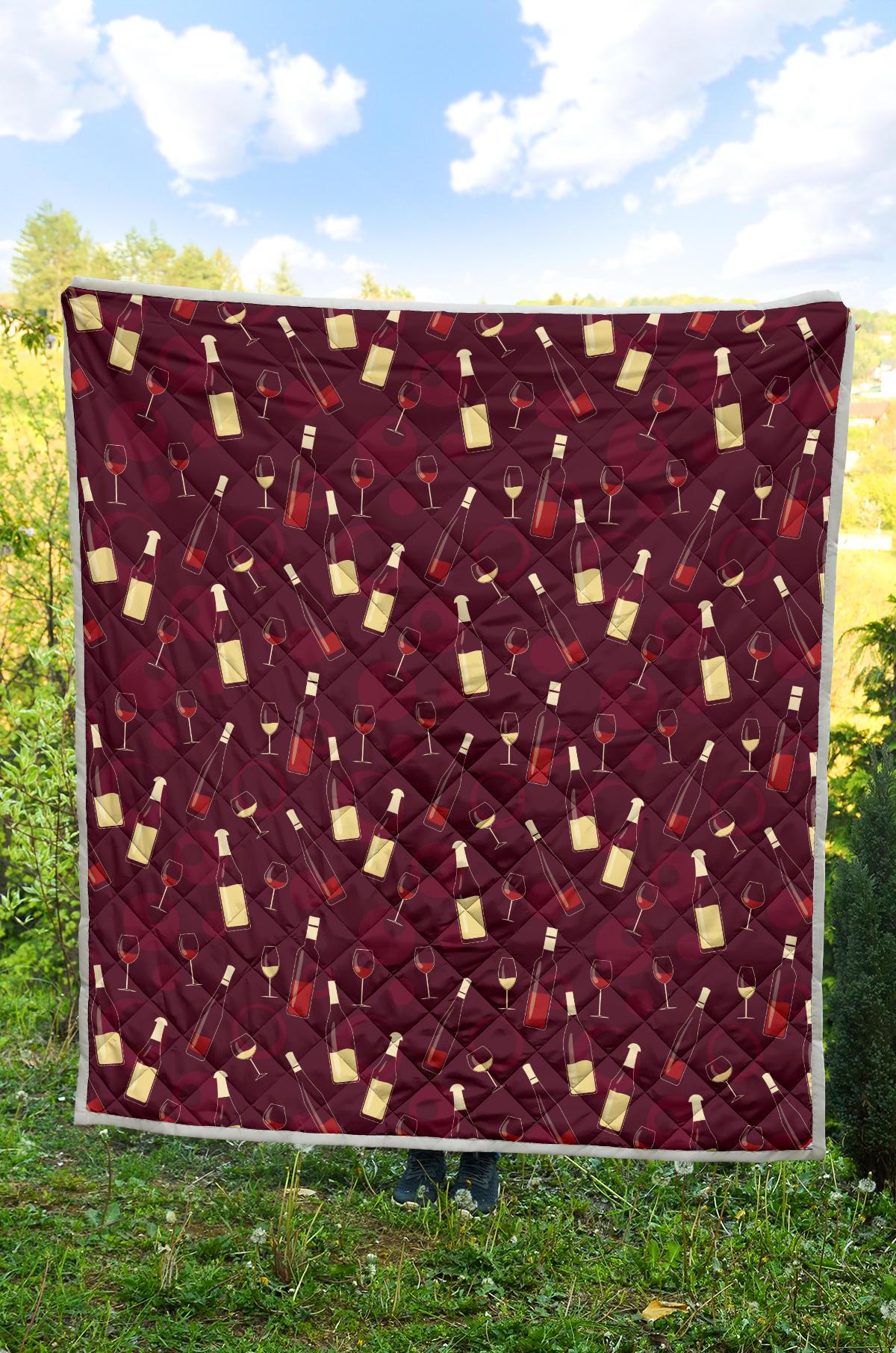 Wine Themed Pattern Print Premium Quilt-JTAMIGO.COM