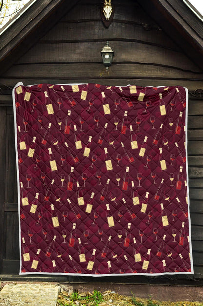 Wine Themed Pattern Print Premium Quilt-JTAMIGO.COM