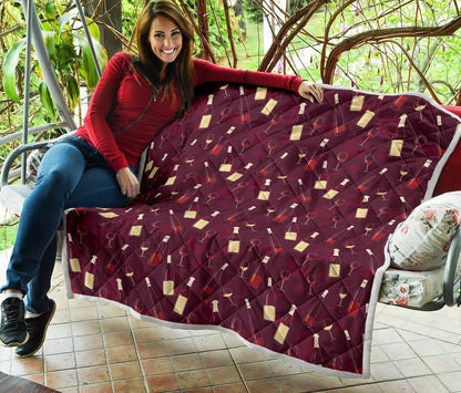 Wine Themed Pattern Print Premium Quilt-JTAMIGO.COM