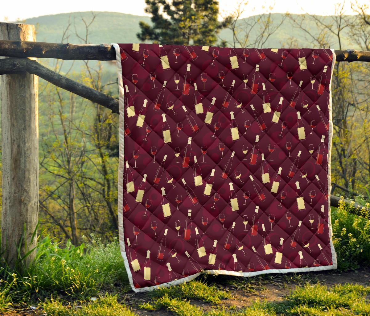 Wine Themed Pattern Print Premium Quilt-JTAMIGO.COM
