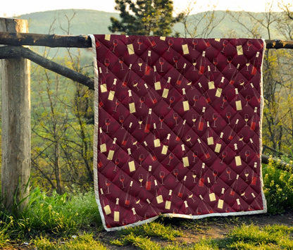 Wine Themed Pattern Print Premium Quilt-JTAMIGO.COM