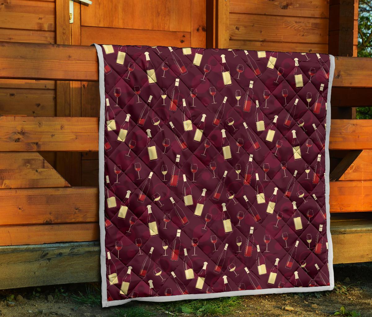 Wine Themed Pattern Print Premium Quilt-JTAMIGO.COM