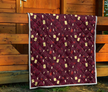 Wine Themed Pattern Print Premium Quilt-JTAMIGO.COM