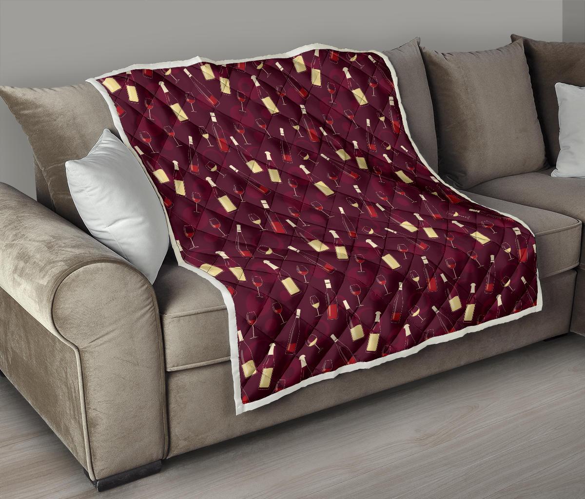 Wine Themed Pattern Print Premium Quilt-JTAMIGO.COM