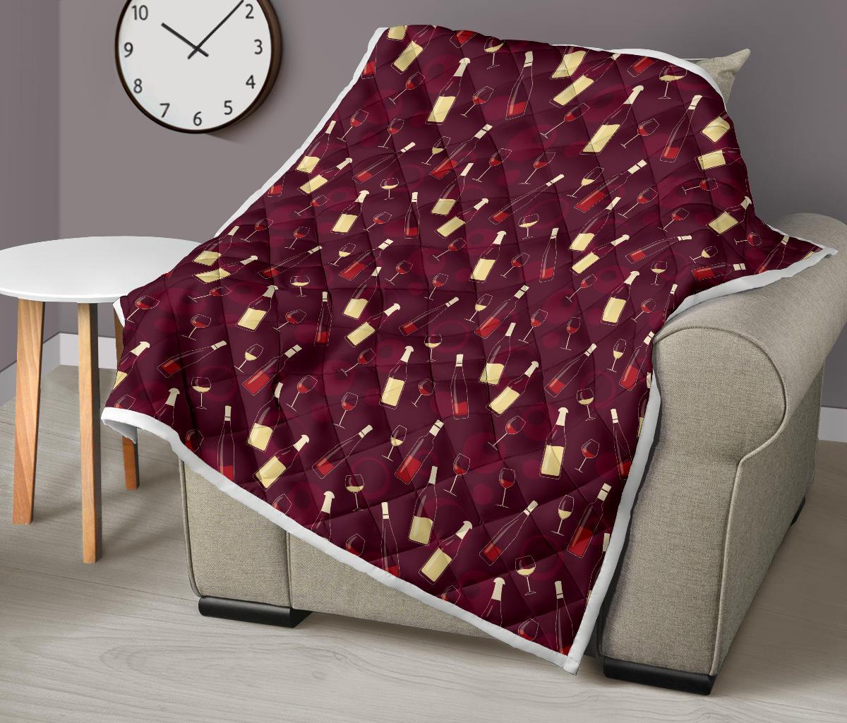 Wine Themed Pattern Print Premium Quilt-JTAMIGO.COM