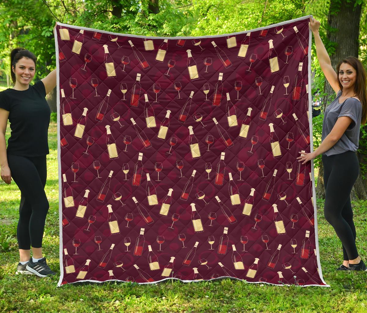 Wine Themed Pattern Print Premium Quilt-JTAMIGO.COM