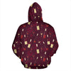 Wine Themed Pattern Print Pullover Hoodie