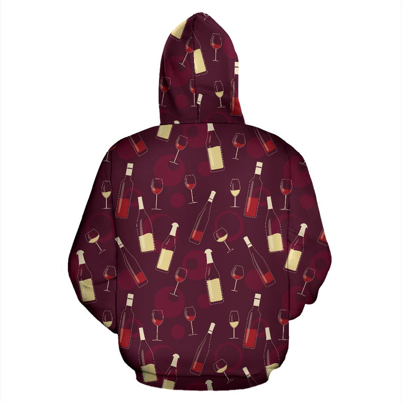 Wine Themed Pattern Print Pullover Hoodie