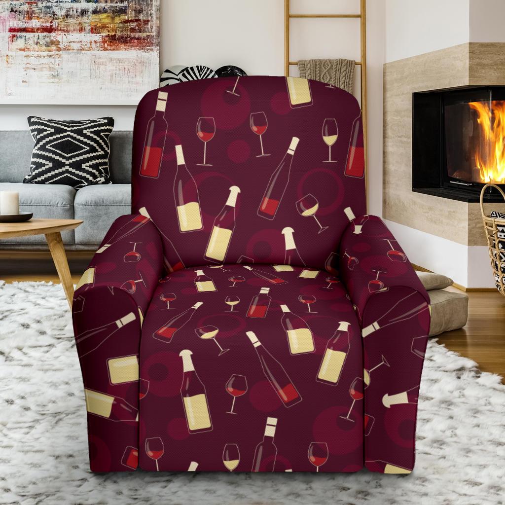 Wine Themed Pattern Print Single Sofa Slipcover -JTAMIGO.COM