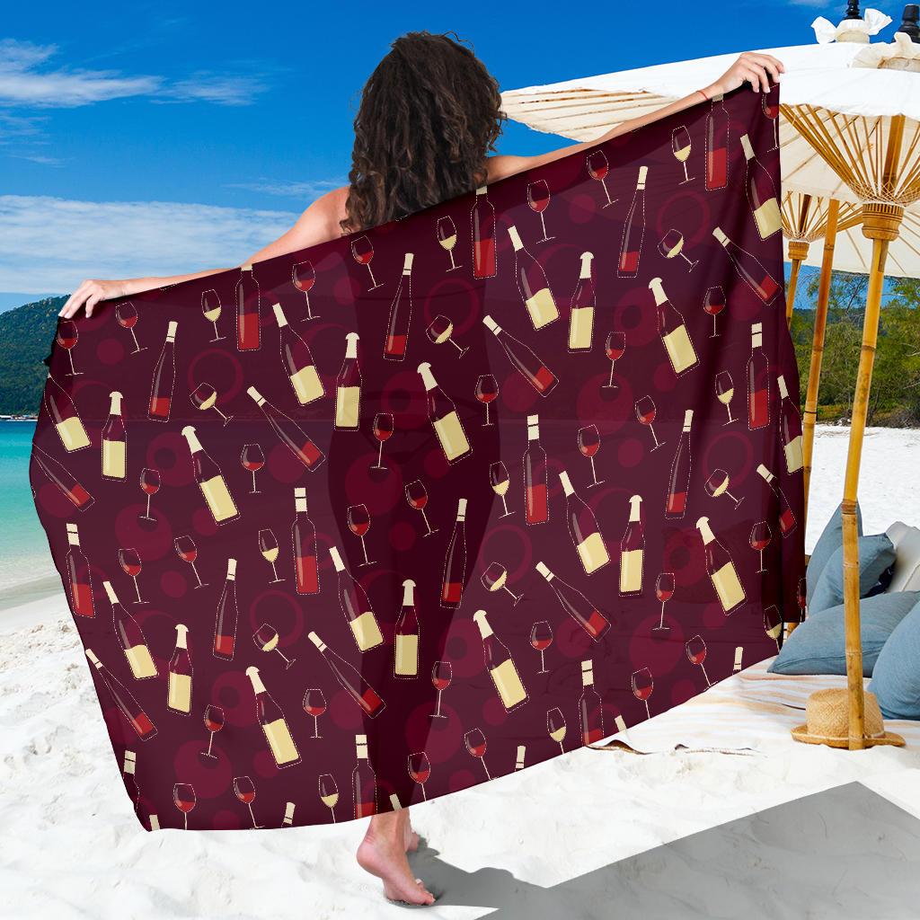 Wine Themed Pattern Print Sarong Pareo Wrap