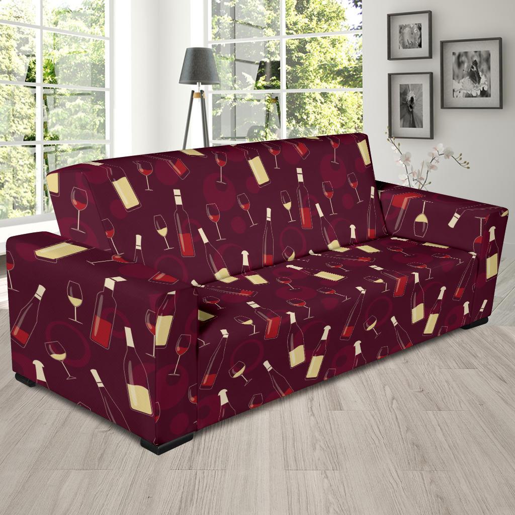 Wine Themed Pattern Print Sofa Slipcover-JTAMIGO.COM