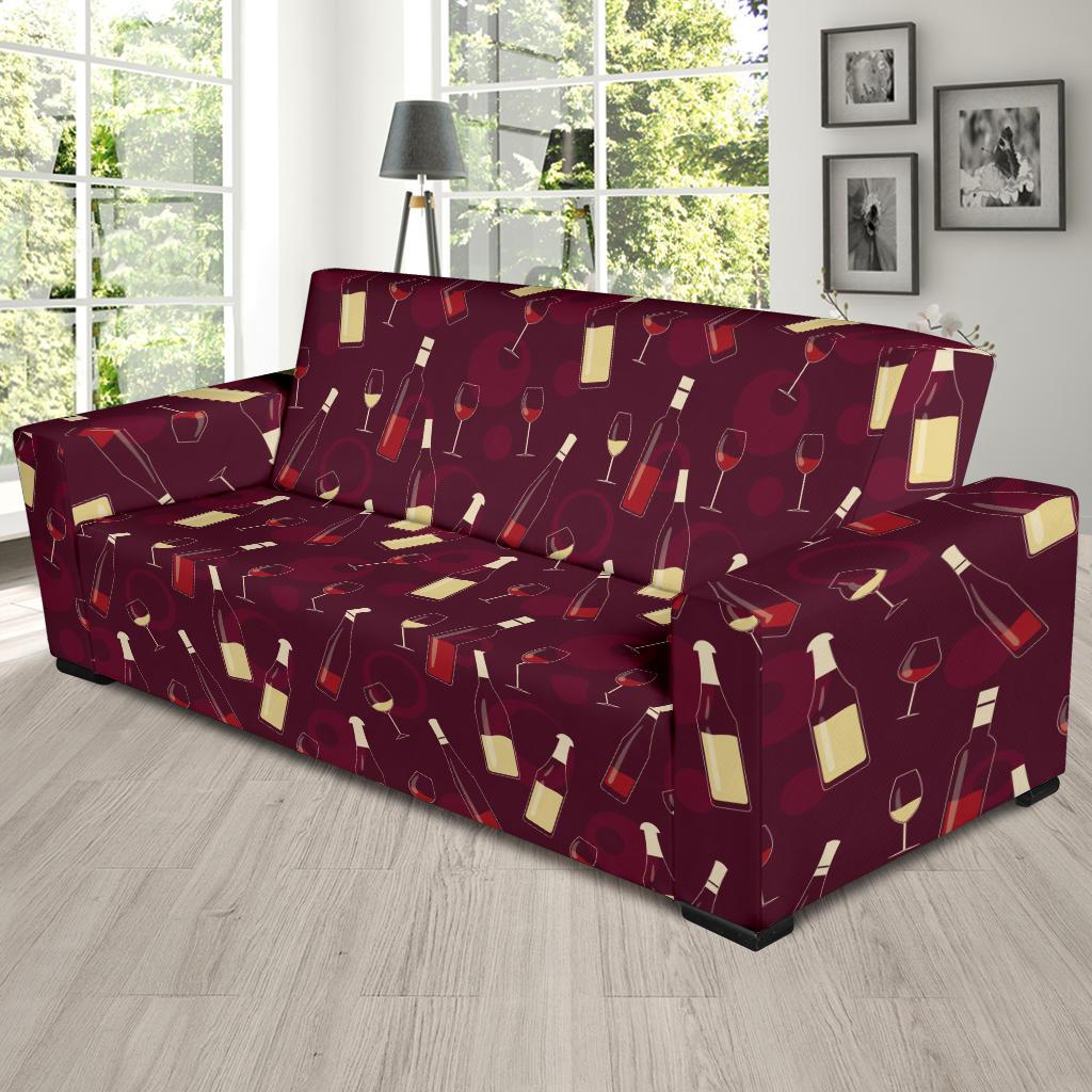 Wine Themed Pattern Print Sofa Slipcover-JTAMIGO.COM