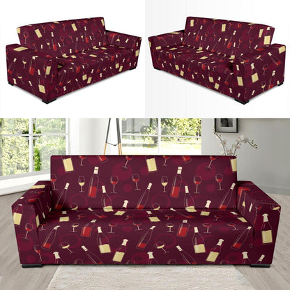 Wine Themed Pattern Print Sofa Slipcover-JTAMIGO.COM