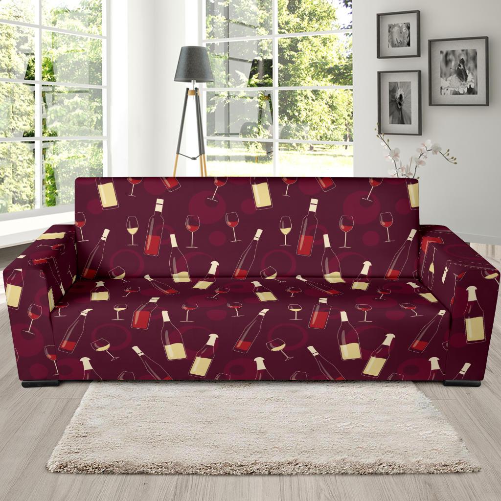 Wine Themed Pattern Print Sofa Slipcover-JTAMIGO.COM