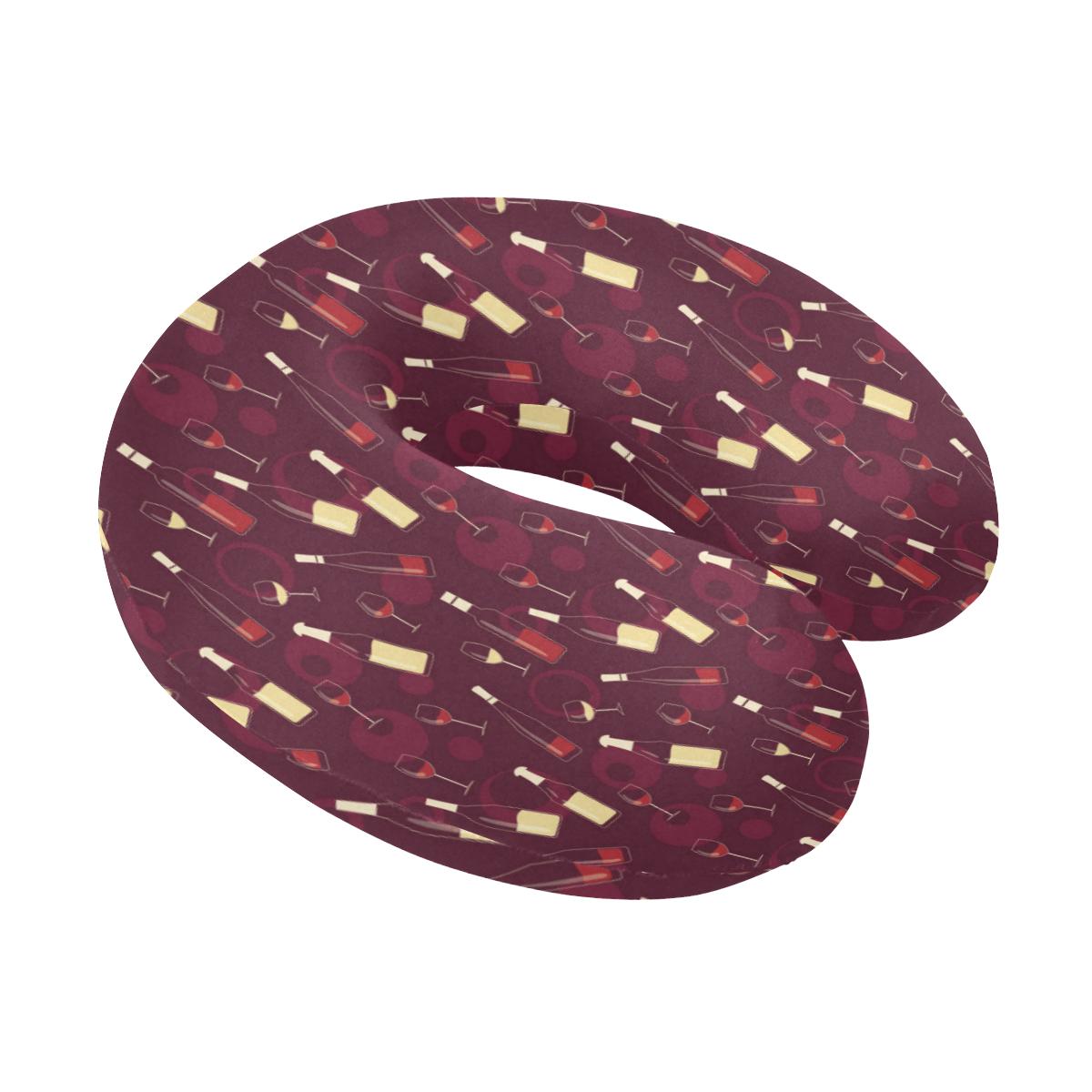 Wine Themed Pattern Print U-Shaped Travel Neck Pillow-JTAMIGO.COM