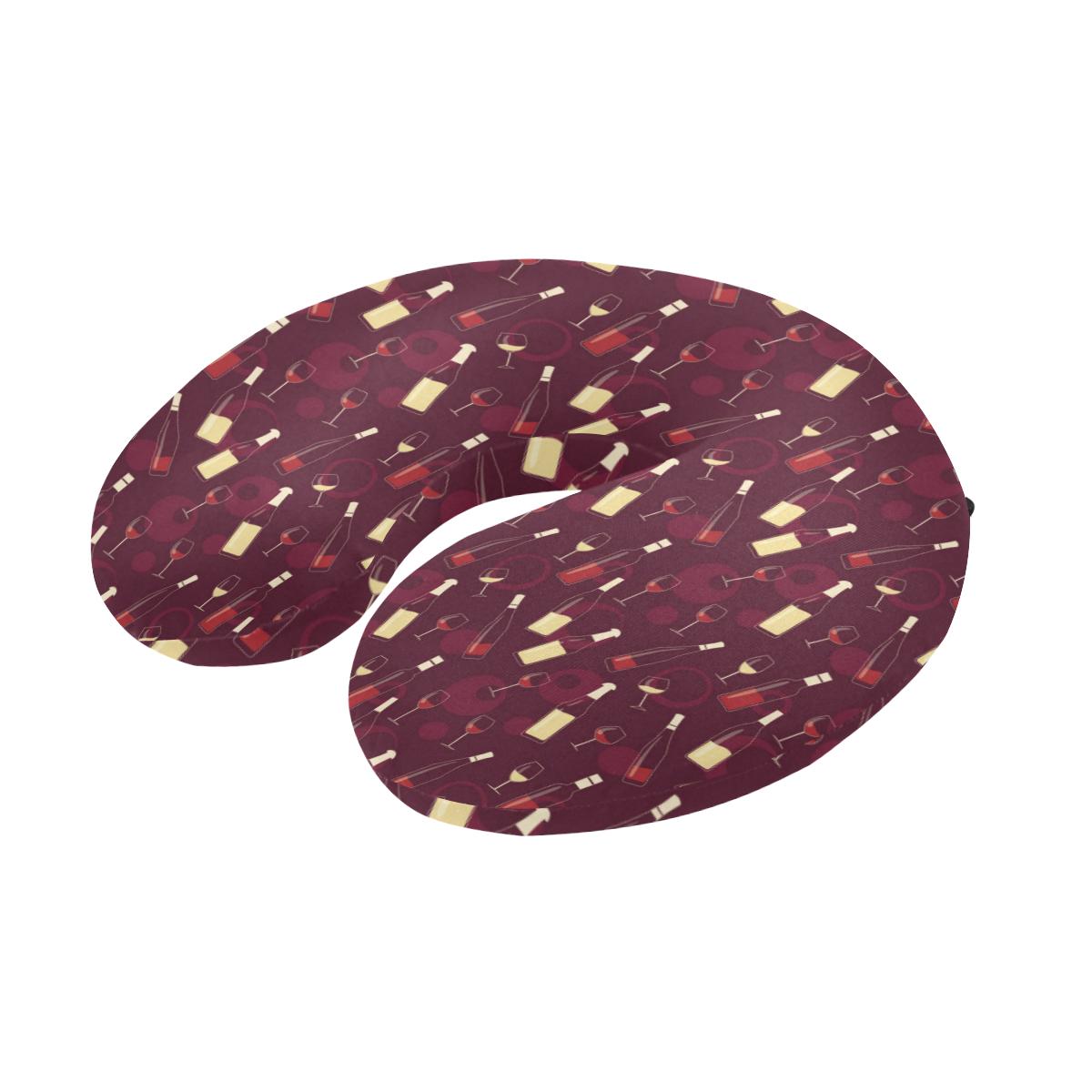 Wine Themed Pattern Print U-Shaped Travel Neck Pillow-JTAMIGO.COM