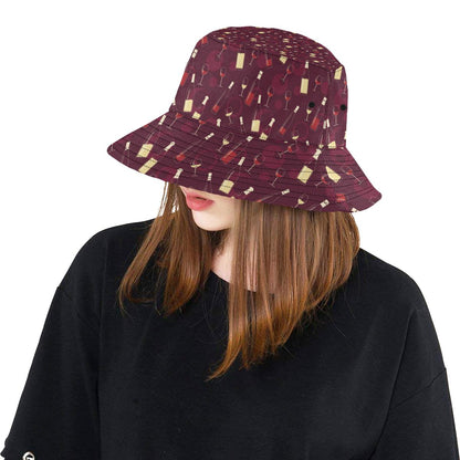 Wine Themed Pattern Print Unisex Bucket Hat