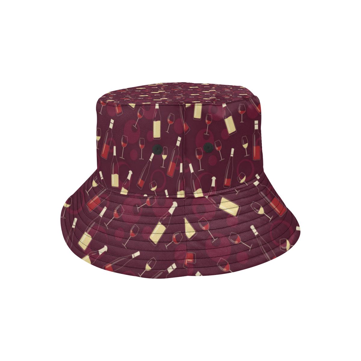 Wine Themed Pattern Print Unisex Bucket Hat