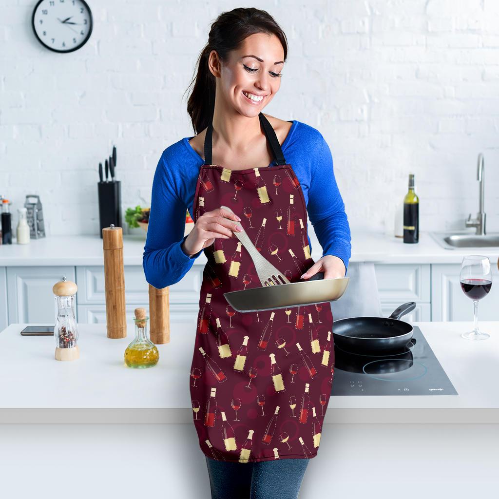 Wine Themed Pattern Print Women Apron
