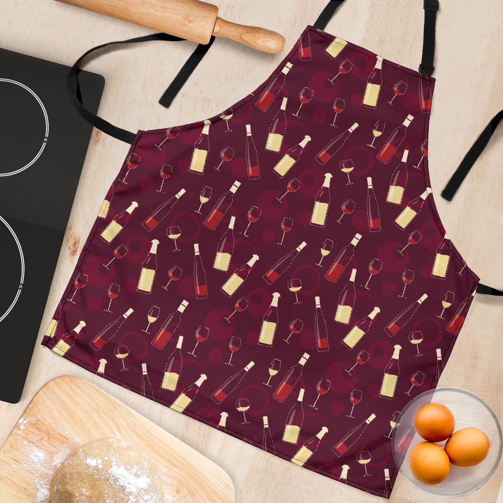 Wine Themed Pattern Print Women Apron