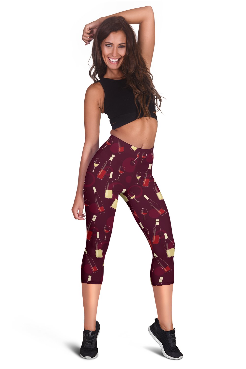 Wine Themed Pattern Print Women Capris