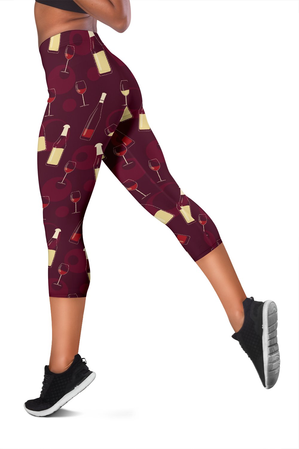 Wine Themed Pattern Print Women Capris