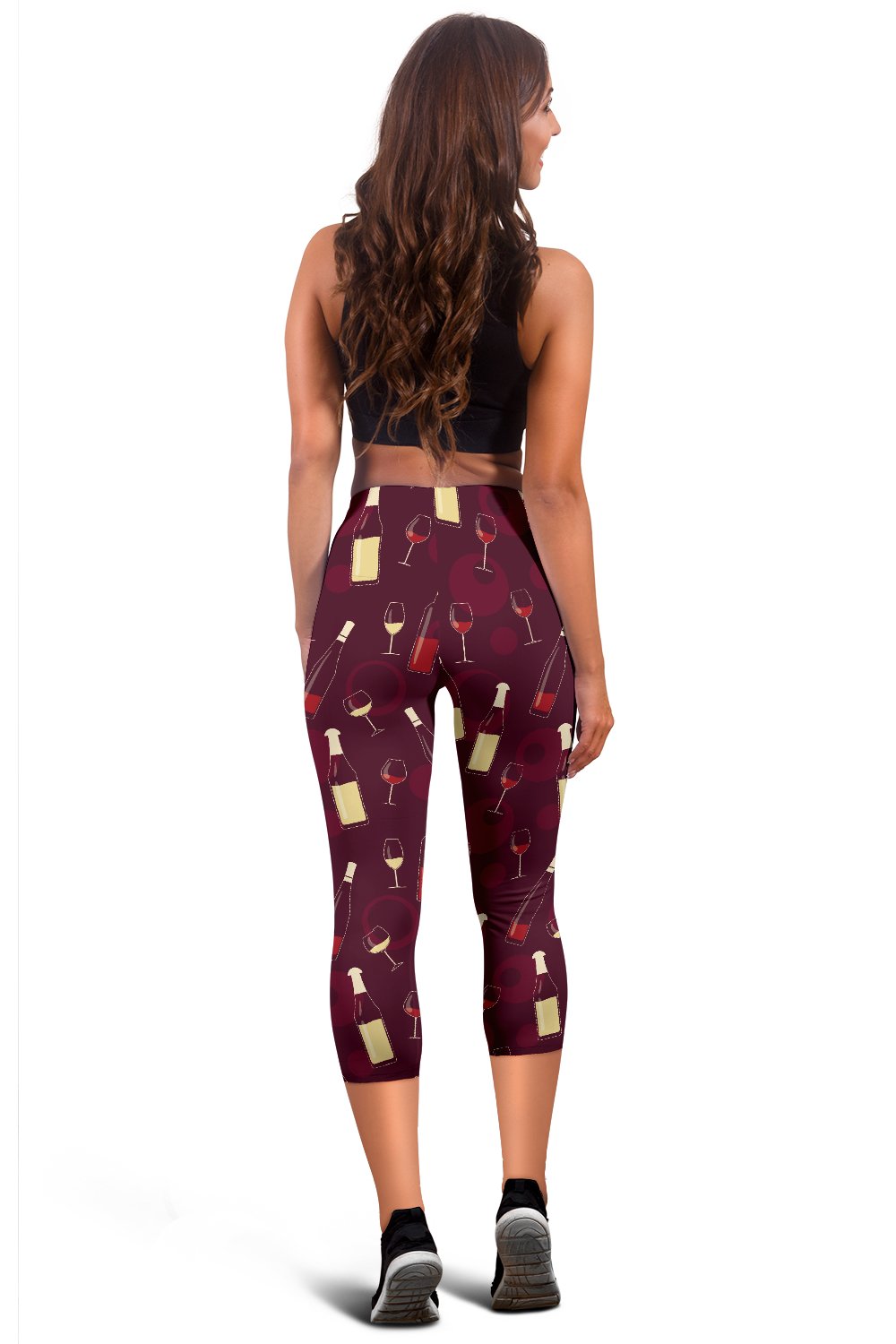 Wine Themed Pattern Print Women Capris