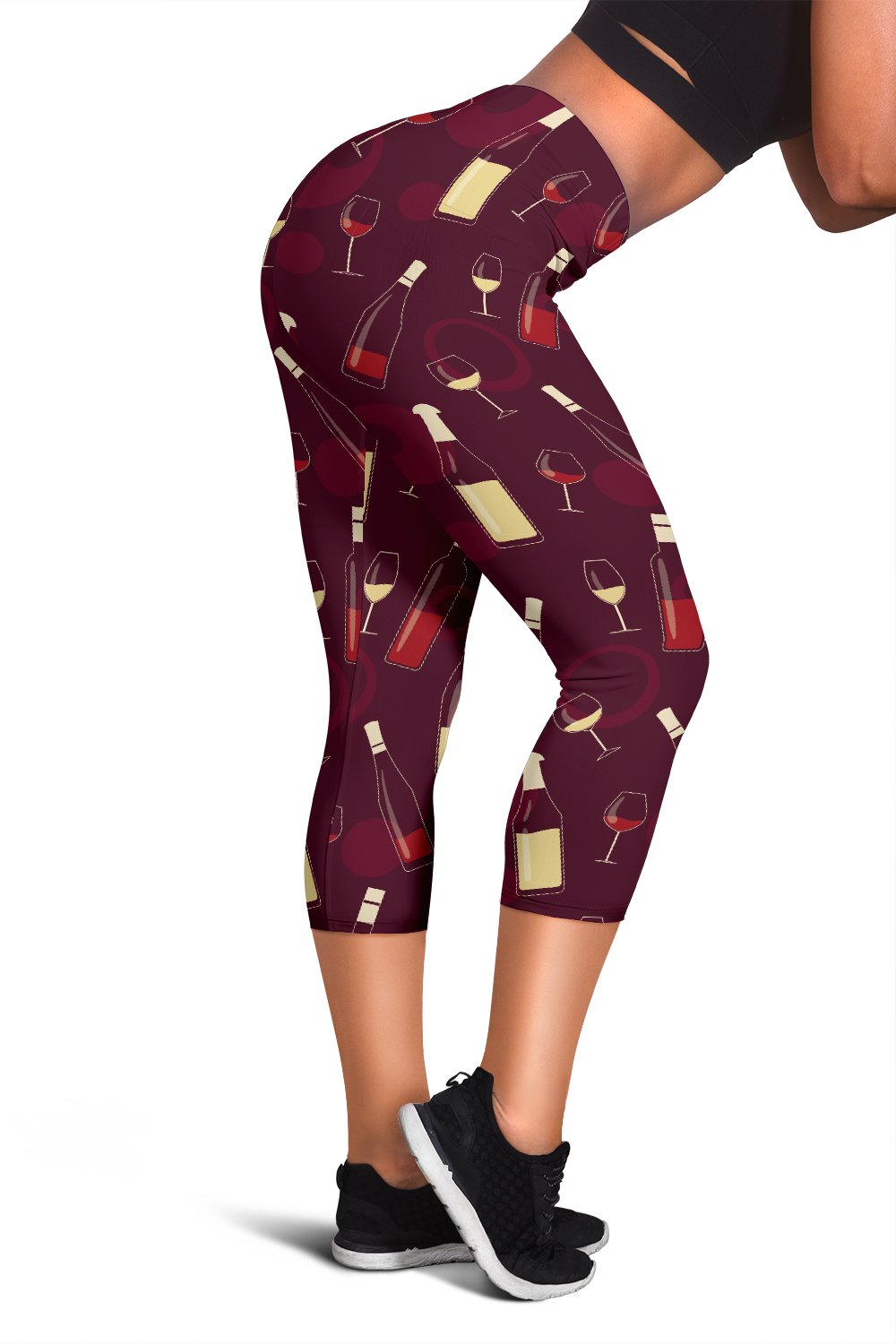 Wine Themed Pattern Print Women Capris