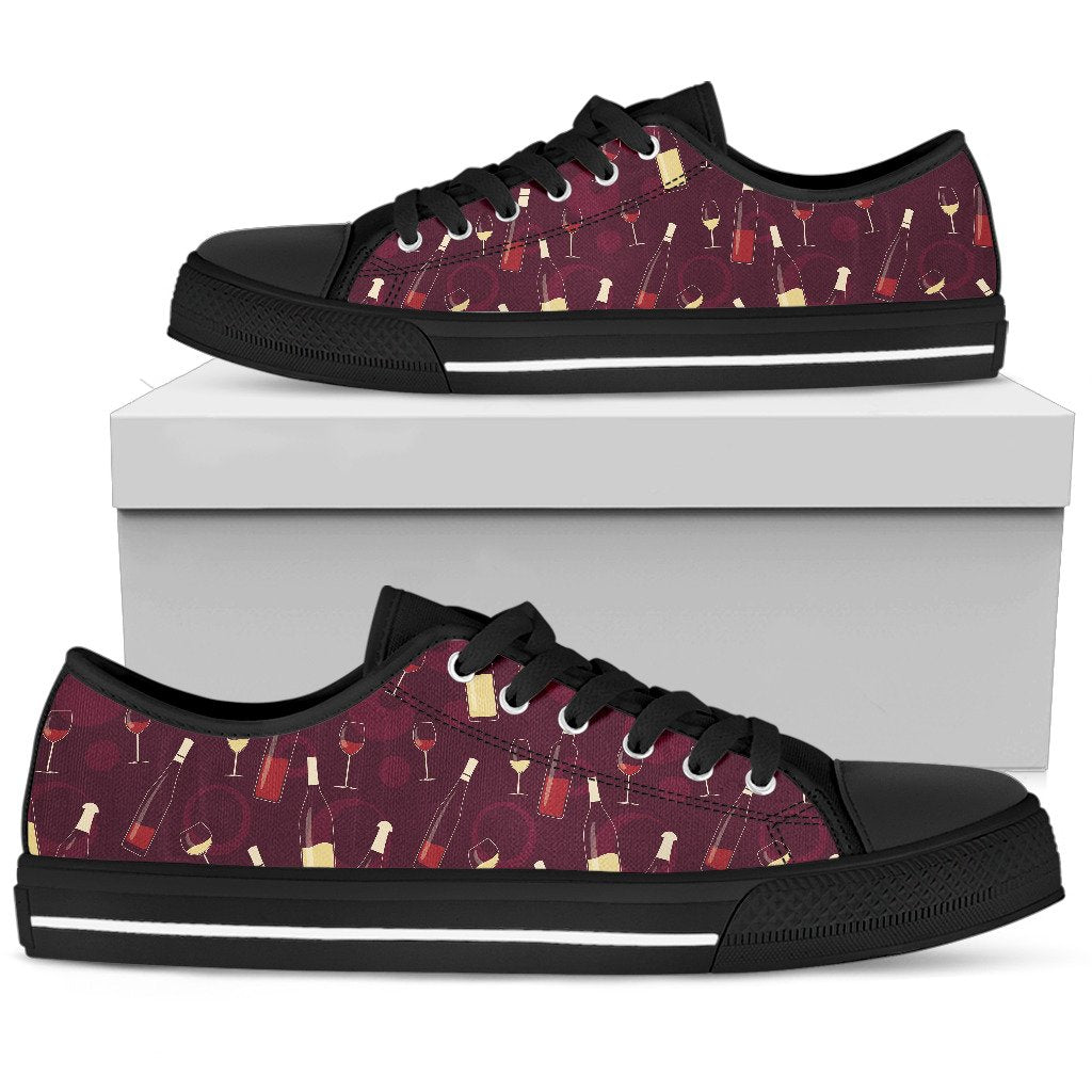 Wine Themed Pattern Print Women Low Top Shoes-JTAMIGO.COM