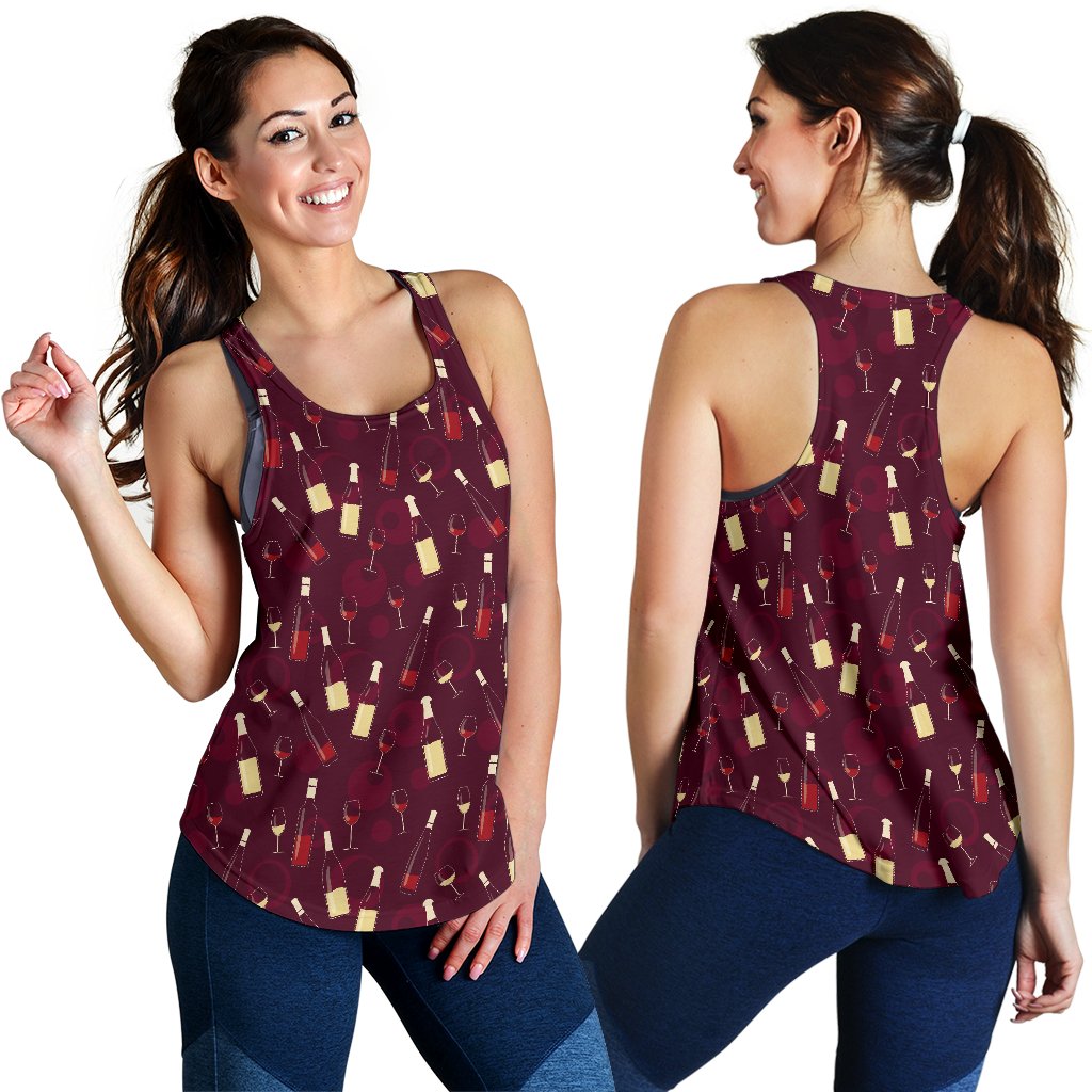 Wine Themed Pattern Print Women Racerback Tank Top