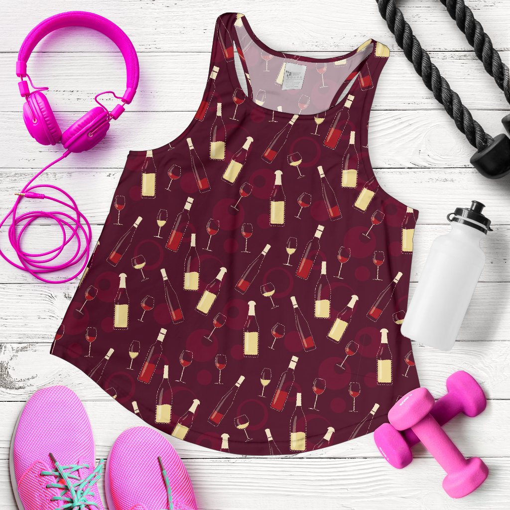 Wine Themed Pattern Print Women Racerback Tank Top