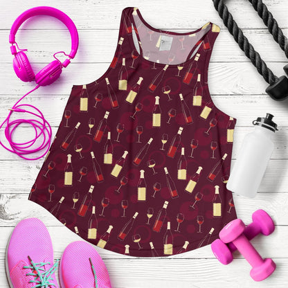 Wine Themed Pattern Print Women Racerback Tank Top