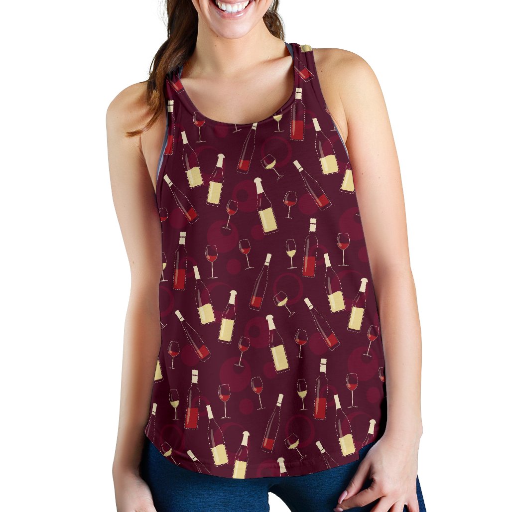 Wine Themed Pattern Print Women Racerback Tank Top