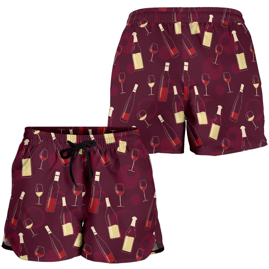 Wine Themed Pattern Print Women Shorts-JTAMIGO.COM