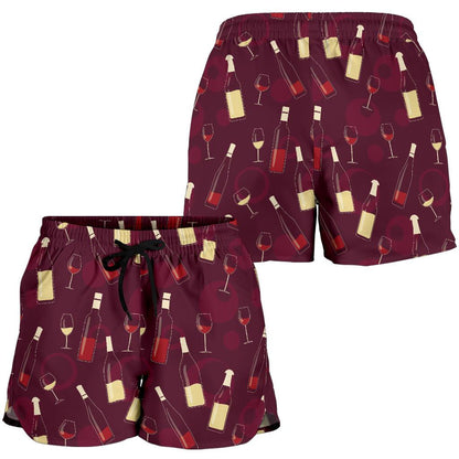 Wine Themed Pattern Print Women Shorts-JTAMIGO.COM