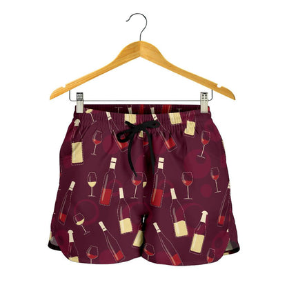 Wine Themed Pattern Print Women Shorts-JTAMIGO.COM