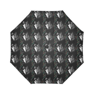 Wolf Black Dream Catcher Design Print Automatic Foldable Umbrella