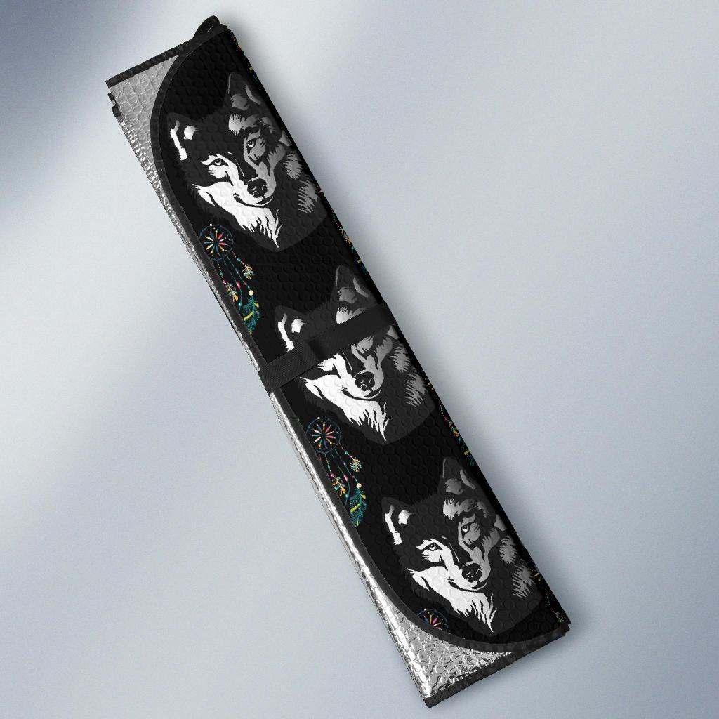 Wolf Black Dream Catcher Design Print Car Sun Shade For Windshield