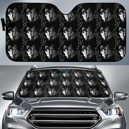 Wolf Black Dream Catcher Design Print Car Sun Shade For Windshield