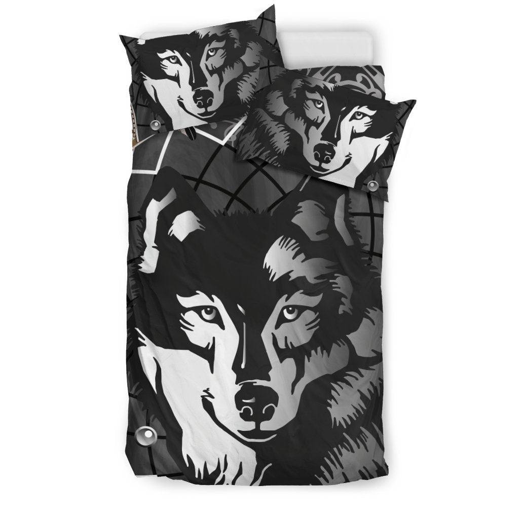 Wolf Black Dream Catcher Design Print Duvet Cover Bedding Set