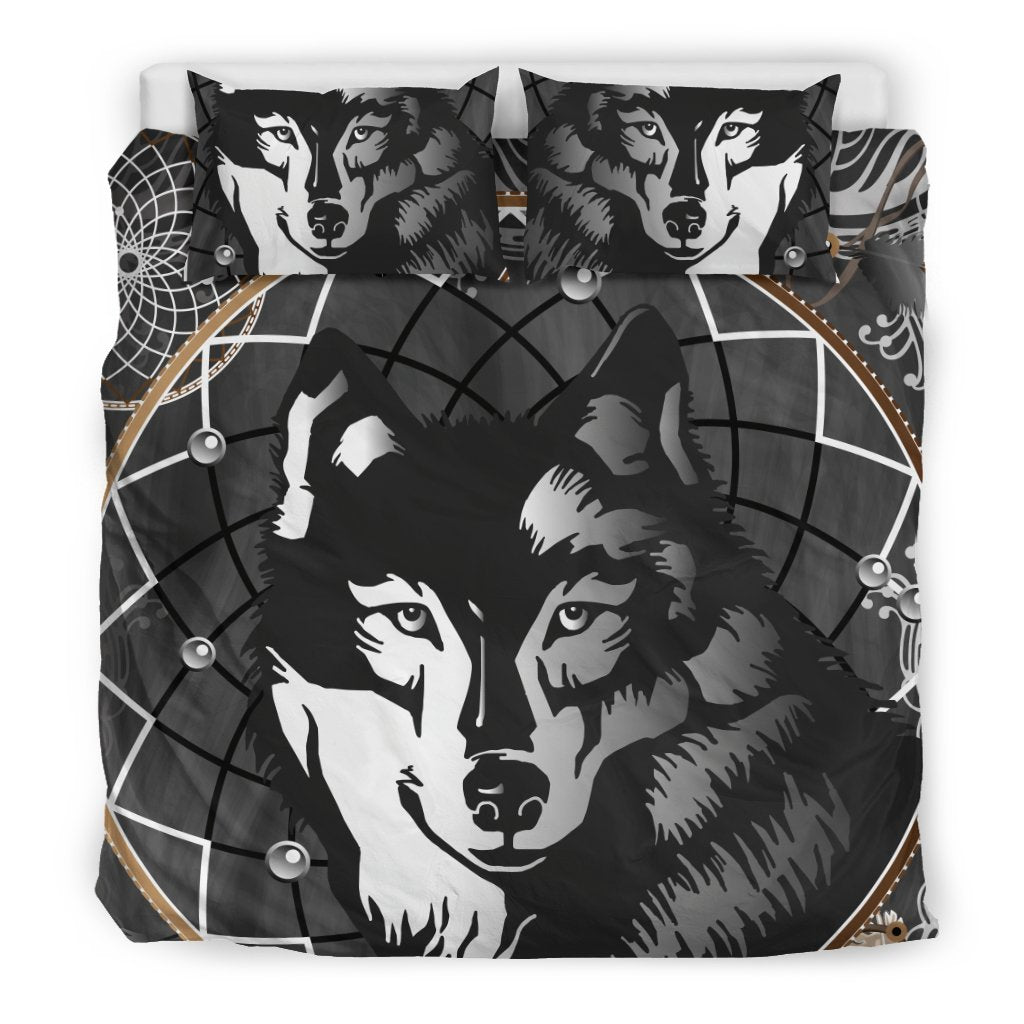 Wolf Black Dream Catcher Design Print Duvet Cover Bedding Set
