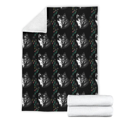 Wolf Black Dream Catcher Design Print Fleece Blanket