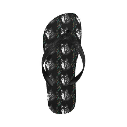 Wolf Black Dream Catcher Design Print Flip Flops-JTAMIGO.COM