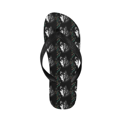 Wolf Black Dream Catcher Design Print Flip Flops-JTAMIGO.COM
