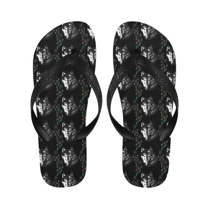 Wolf Black Dream Catcher Design Print Flip Flops-JTAMIGO.COM