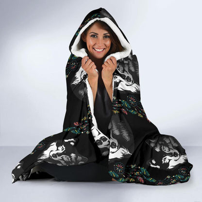 Wolf Black Dream Catcher Design Print Hooded Blanket-JTAMIGO.COM