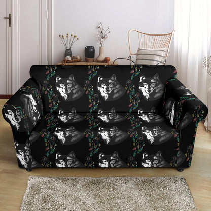 Wolf Black Dream Catcher Design Print Loveseat Slipcover-JTAMIGO.COM