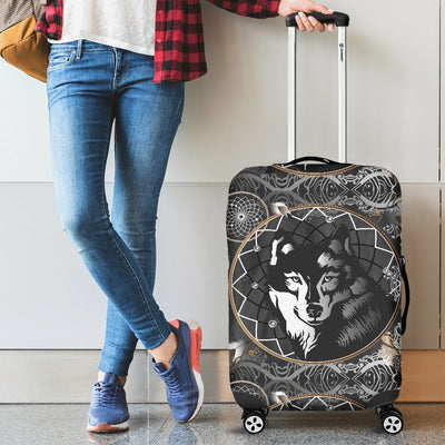 Wolf Black Dream Catcher Design Print Luggage Cover Protector