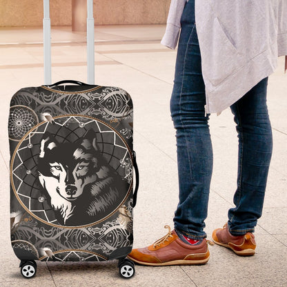 Wolf Black Dream Catcher Design Print Luggage Cover Protector